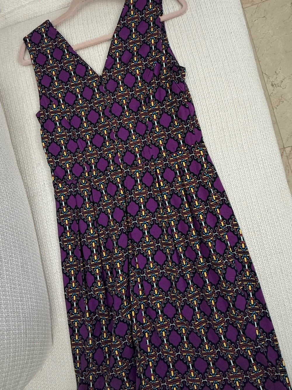 Sleeveless Purple Printed Maxi Dress